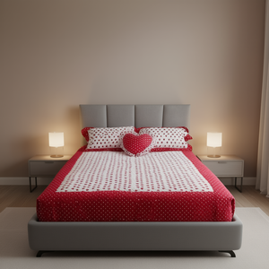 Set Copripiumino Matrimoniale Regina di Cuori in Cotone con Bordo Arricciato Stile Principessa per Tutte le Stagioni - Product Image 2