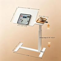 Bureau mobile sur lit, bureau rabattable à 4 roues, réglable en hauteur et en angle, table pour ordinateur portable, bureau à domicile, étude, blanc