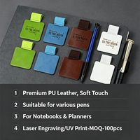 Carnet en cuir PU avec boucle pour stylo, gravure laser vert herbe, pour prise de notes au bureau, vente en gros par lots, avec sangle et clip pour agenda