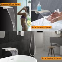 Robinet de baignoire à cascade en nickel brossé pour baignoire à montage mural carré en laiton pour utilisation dans la baignoire