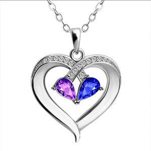 Collier tendance pour femme, pendentif cœur en cristal brillant, saphir rouge, zircon, bijoux de mode, collier pour cadeau - Product Image 5