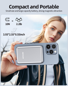Batería Externa de 10000 mAh, Carga Inalámbrica Magnética, Carga Rápida de Metal, Puerto Tipo C PD20W, Batería Portátil para <span class=keywords><strong>iPhone</strong></span> y Samsung - Product Image 2