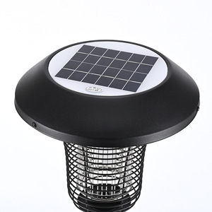 Lampe solaire anti-moustiques à LED, lumière de jardin extérieure, lampe insecticide écologique, en acier inoxydable noir S8025 - Product Image 1