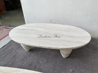 LANDIVIEW Einfaches Kreatives Design Lunarys Ovaler Mitteltisch Wohnzimmer OLIVER Italienischer Travertin Marmor Couchtische