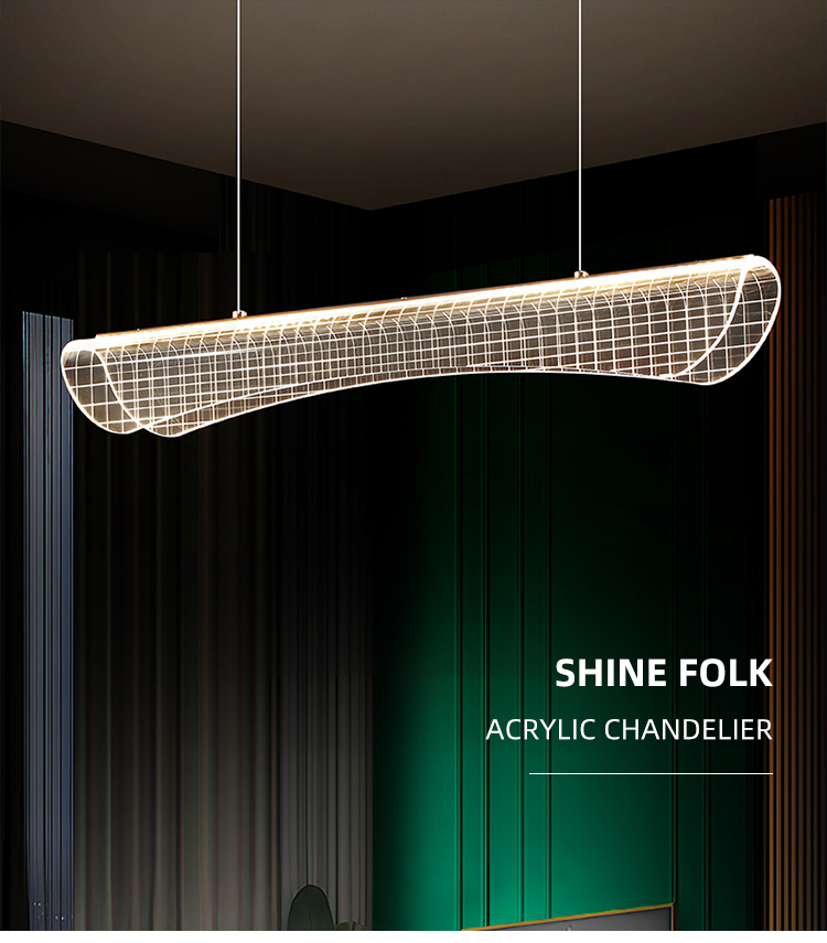 High Quality Modern Acrylic Gold Color Curve Bedroom Living Room Kitchen Led Pendant Light