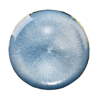 Assiettes de présentation en verre motif rayures or rose élégantes de style américain, service de table de luxe pour salades, cuisine, fêtes, mariages, hôtels