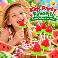 Sucettes en forme de tranches de pastèque Halal OEM en gros, bonbons durs au goût de fruits pour enfants