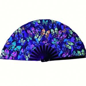 Abanicos de Mano Tradicionales de Bambú de 33 cm con Tela Pintada, Historia Corporativa, Cronología de la Empresa, Recuerdo para el Personal, Arte Folclórico, Amor - Product Image 3