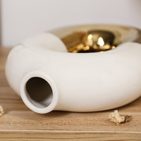 Vase Ovale en Céramique Moderne et de Luxe, Finition Dorée Galvanisée, pour Arrangements Floraux de Salon et Décoration de Pot de Mariage