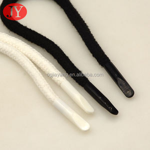 Durable <span class=keywords><strong>Blanc</strong></span> Coton Dentelle Plastique Dur Aglet Bouchon Hoodies Cap Dentelle Cordon Métal Basculement Remplacement Chaussure Dentelle - Product Image 5