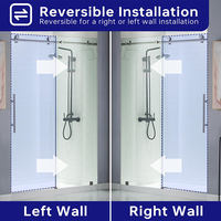 Porte de douche coulissante sans cadre Mars Villa 56-60" L x 74" H, verre trempé SGCC 5/16"(8mm), design personnalisé pour salle de bain et hôtel