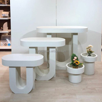 Support de gâteau en PVC pour fêtes, ensemble de table à dessert blanc, socle cylindrique, présentoir de table, décoration de fond