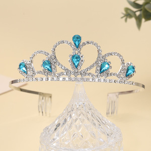 <strong>BELLE</strong> WORLD Lovely Shop Colorful Gems Silver Rhinestone Tiara for Little Kid Big Kid Prom Birthday Princess Crown - Product Image 1