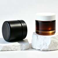 Bocaux cosmétiques ronds en verre ambré résistants aux enfants avec couvercles 60ml 90ml 120ml 150ml 250ml 300ml