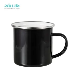 Pyd life caneca de café personalizada, 12oz, impressa personalizada, na china, oem, caneca de café, em massa, preta, esmalte, com logotipo impresso