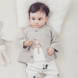 Hongbo Áo Trẻ Em Vải Muslin 100% Cotton Giá Xuất Xưởng Áo Khoác Trẻ Em Cotton Hữu Cơ Có Túi Áo Khoác Trang Phục Trẻ Em Bánh Quế - Product Image 2