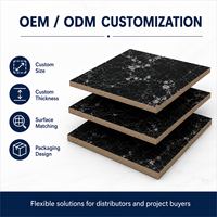 Panneau MDF en placage de bois à motif marbre noir Jinbase (qualité première classe E0 sans formaldéhyde) pour comptoirs et armoires d'hôtels de luxe