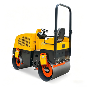 Mini Compactadora de Asfalto, Rodillo Vibratorio de Doble Tambor, Rodillo de Construcción con Motor Diésel - Product Image 1