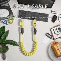 Câble de charge rapide rétractable 4 en 1 Type C 1,5 m Chargeur de téléphone avec Ladekabel Oplaadkabel Solution de charge polyvalente