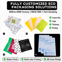 Sacs à vêtements plats ouverts en PLA biodégradable avec logo personnalisé, 100 % compostables, à base de plantes, en amidon de maïs