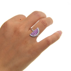 High Quality <strong>Summer</strong> Hot Design Women Jewelry Mix Color Red Green White Cz Delicious Fruit Watermelon Rings - Product Image 2