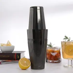 Bar Tools Metal Stainless Steel Shaking Black Boston Cocktail Shaker With Custom Logo for Bartending