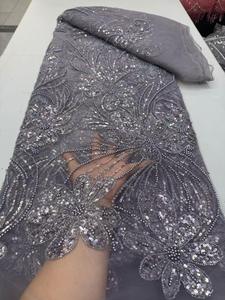 Robes de mariée légères et écologiques en dentelle perlée et sequins 100 % polyester pour femmes, <span class=keywords><strong>chaussures</strong></span> et sacs de mariée africains - Product Image 2