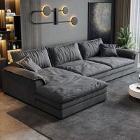 Europäischer Ecksofa im Übergröße-Format mit Chaiselongue, Doppelfunktion, Naturlatex-Füllung, Stoffbezug, Komplettset für