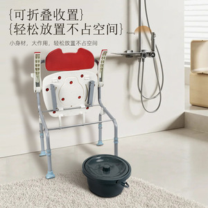 Aluminum Alloy <b>Commode</b> <b>Chair</b> With Backrest Foldable For Elderly And Pregnant Women Hospital Use - Product Image 3