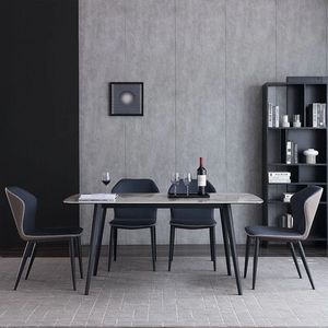 Table à manger rectangulaire moderne en dalle de jade gris mouton italien couleur Pandora pour usage domestique - Product Image 2