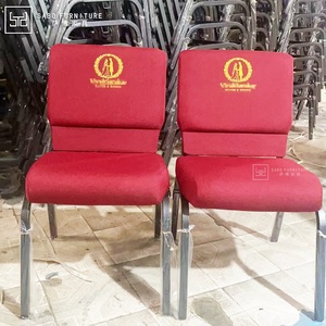 Alta Qualidade Blue Metal Igreja Cadeira com Assento Acochoado Auditório Empilhável Cadeira De Jantar para Salões De Igreja-Direto Da Fábrica - Product Image 2