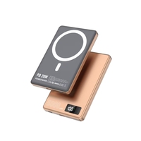 Banco de Energía Portátil Magnético Ultrafino con Pantalla Digital Metálica, Función de Carga Rápida Inalámbrica de 15W y Banco de Energía PD de 20W