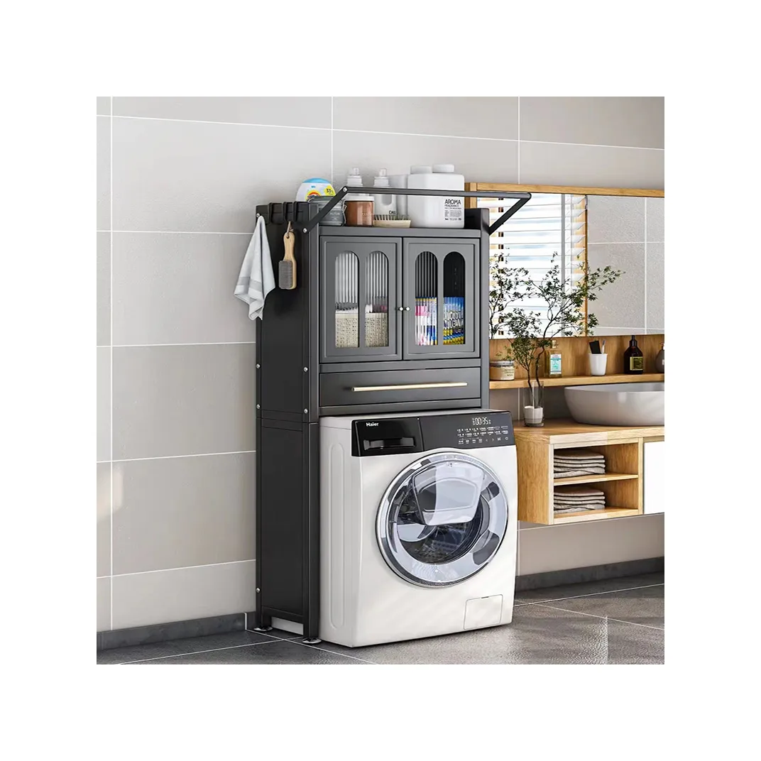 Soporte de metal resistente ajustable para lavadora e inodoro Buen precio Organización de lavandería que ahorra espacio