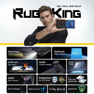 Teléfono Resistente Ulefone RugKing 4G, Android 15, Hasta 16GB+256GB, Smartphone con IA, 9600mAh, Resistente al Agua, 5.99'', 50MP, NFC, Versión Global, 126dB - Product Image 3