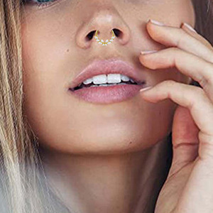 Anneau de nez en titane F136 ASTM, bijou de septum avec design étoile en zircon pour piercing - Product Image 4