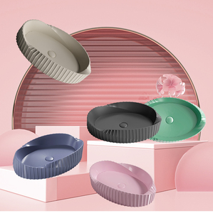 Colorato nuovo arrivo creatività forma irregolare piano del tavolo in porcellana lavabo lavabo da appoggio in ceramica lavabo per <span class=keywords><strong>bagno</strong></span> - Product Image 2