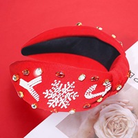 BELLEWORLD Bandeau de Noël personnalisé avec perles de riz et lettres, flocon de neige brodé à la main, accessoires de cheveux unisexes de mode européenne et américaine