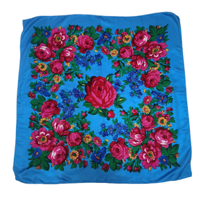 Écharpe traditionnelle pour femmes de 110*110 CM, châle enveloppant, franges, écharpe pour le cou et la tête, écharpe rétro, poncho floral imprimé - Product Image 2