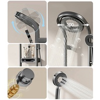 Set keran mandi air terjun LED multifungsi, set keran mandi air terjun hujan LED multifungsi untuk dinding, sistem Pancuran kamar mandi hitam mewah