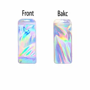 Bolsa metálica al por mayor Mini Paquete de holograma brillante bolsa de maquillaje para brochas de maquillaje cosmético bolsa de rollo bolsa