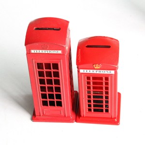 Venta al por mayor de aleación de zinc personalizada esmalte metal Londres Reino Unido recuerdo turístico cabina telefónica tacón alto hucha para niños - Product Image 1