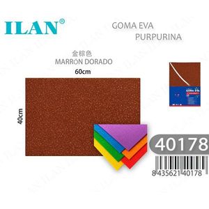 Foglio di Schiuma EVA ILAN con Glitter Oro e Marrone 60x40cm per Lavori Artigianali - Product Image 1