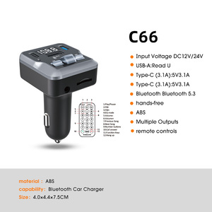 C66 Xe MP3 Máy Nghe Nhạc Với Tai Nghe Cuộc Gọi Bt 5.3 USB Loại C Bộ Chuyển Đổi Không Dây FM <span class=keywords><strong>Transmitter</strong></span> <span class=keywords><strong>Stereo</strong></span> FM Đài Phát Thanh Máy Phát Cho Xe Ô Tô - Product Image 6
