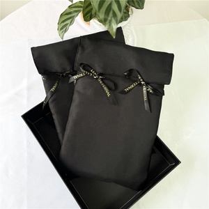 Chuanghua Custom 8oz Twill Cotton Muslin Recyclable Ribbon Logo Printed Black Envelope <b>Dust</b> Gift Packaging <b>Bags</b> - Product Image 6