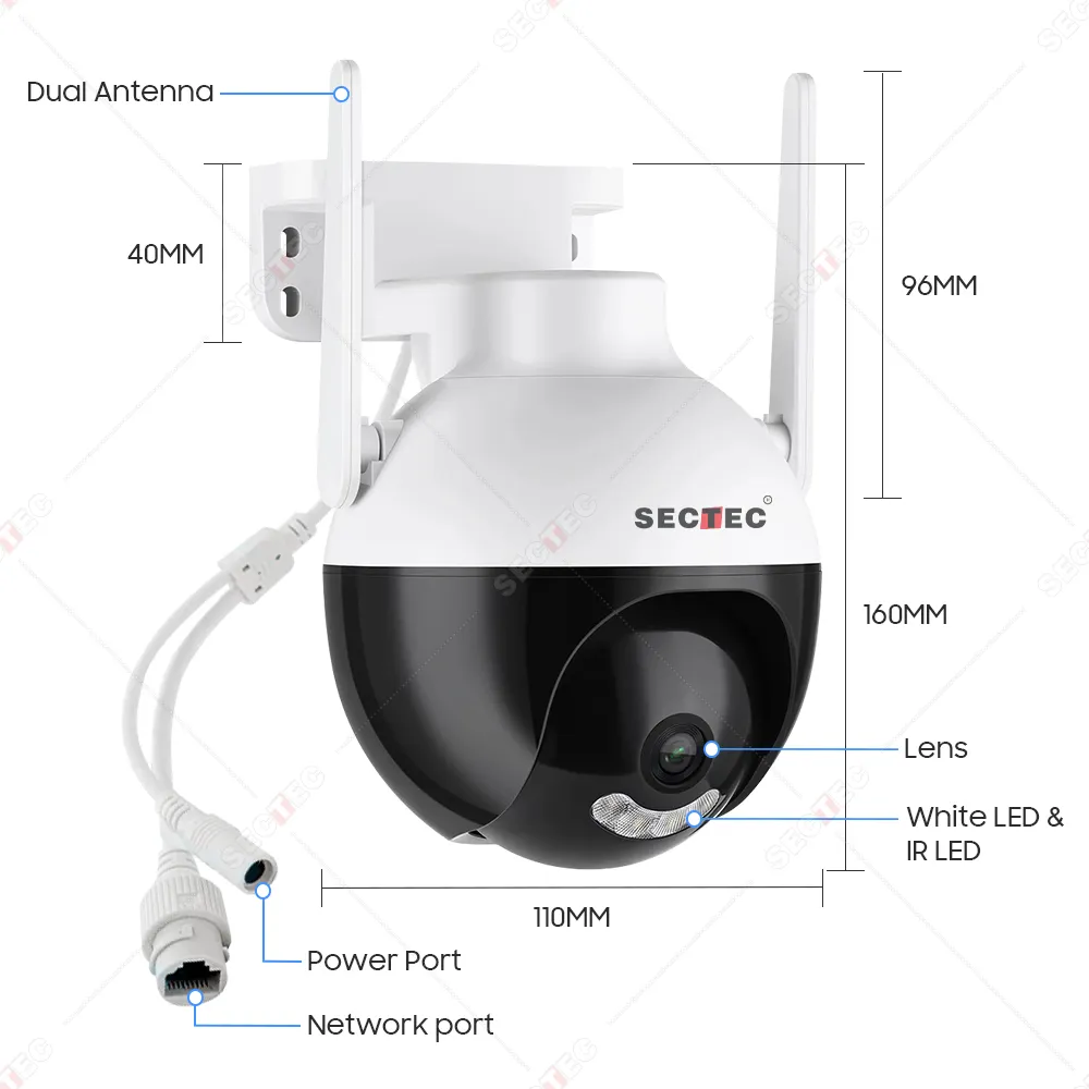 Sectec mới đến nhà thông minh không dây Wifi giám sát an ninh ip ai tự động theo dõi CCTV icsee ứng dụng