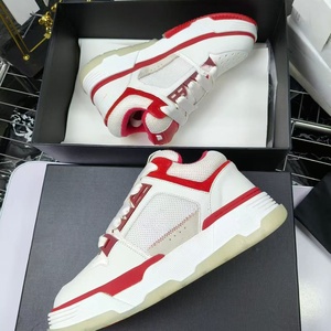 Combinaison de couleurs rouge et blanc, chaussures plateforme luxueuses sur mesure de haute qualité. Chaussures de sport de marque de créateur de mode - Product Image 3
