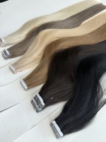 Extensions de cheveux invisibles à bandes adhésives fines en PU, 100% cheveux humains vierges Remy, lisses, super double drawn