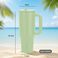 Nuevo vaso de coche a prueba de fugas de doble pared 40 OZ aislado al vacío de acero inoxidable moda señora vaso tazas con pajita y tapa
