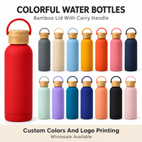 Botol Minum Tairflask Grosir Logo Kustom 304 Stainless Steel, Botol Minum Terisolasi Dengan Tutup Bambu dan Pegangan untuk Perjalanan
