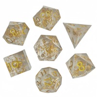 Ensemble de 7 dés en résine à bords tranchants, dés polyédriques pour jeux de rôle de table, D20 D12 D10 D8 D6 D4, dans un emballage en boîte métallique